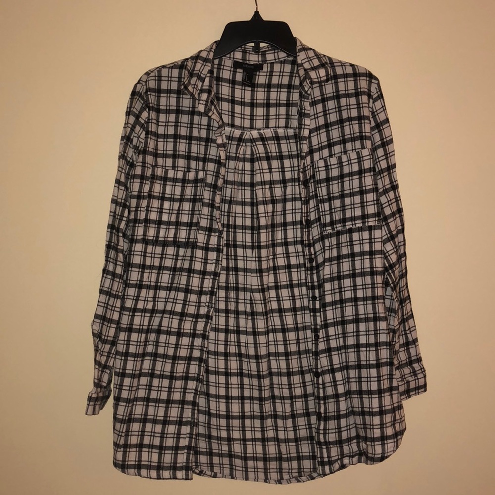 White and black plaid flannel